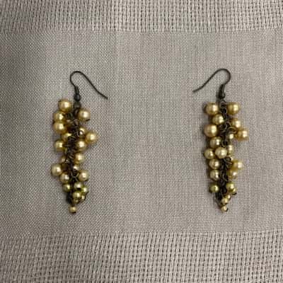  Womens Vintage Champagne Faux Pearl Cascade Earrings