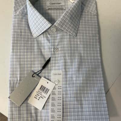 NEW- “Calvin Klein”- Mens - Size 39 Long Sleeve Shirt Checked 