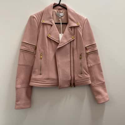 Rebecca Vallance Womens  Size 10 Leather Jacket Pink  