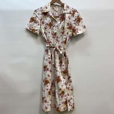 Vintage Cotton Floral Dress Size 14  