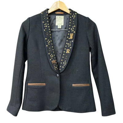Scotch R'belle Kids Size 12 Studded Black Wool-Blend Jacket   