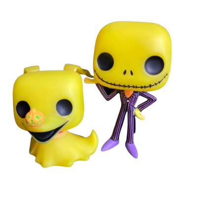 Funko Pop! Nightmare before Christmas. Jack Skellington  & Zero Blacklight figures. 10cm