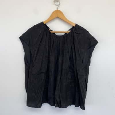 Veronika Maine Black Sleeveless Blouse Top  Size 10 