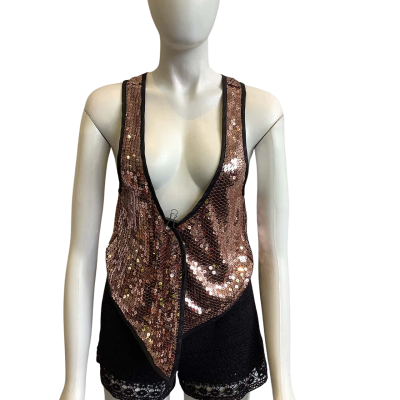 BNWT Sass & Bide Women's Size US 2 Talk To Me Sequin Vest Copper
