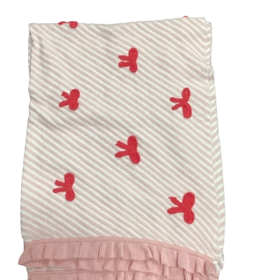 Adairs Ruffle knit throw pink bows