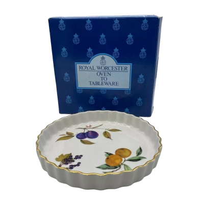 Vintage Royal Worcester "Evesham Gold"  Quiche / Flan Dish in Box 23 cm     (Brica2)