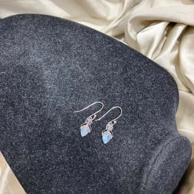  Clear Crystal Womens Loop Earrings Silver 925