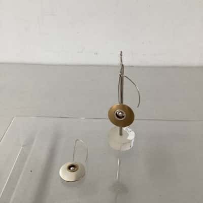  Womens Earrings gold and silver tone with bead in centre