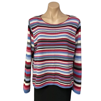 Charter Club Womens Size XL Multicoloured Striped Long Sleeve Jumper