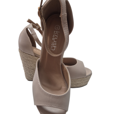  Womens  Size 4 Wedges Brown / Cream / Pink  