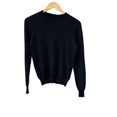  Womens  Size M Cashmere Crew Neck Top Black  