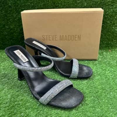 Steve Madden Latent Black & Silver Heels Size 10
