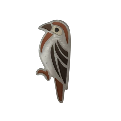  Womens Handmade Bird Resin Brooch Brown / Cream 