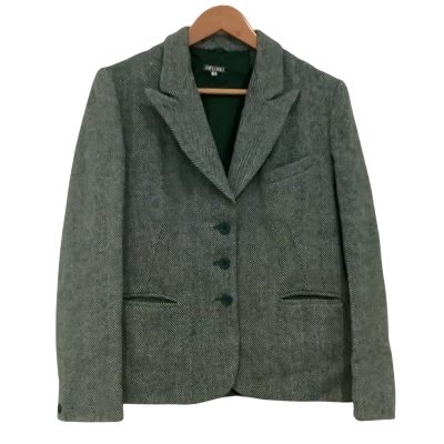 VINTAGE**JEFF BANKS.  Tailored Green Herringbone Blazer.   Size 14 
