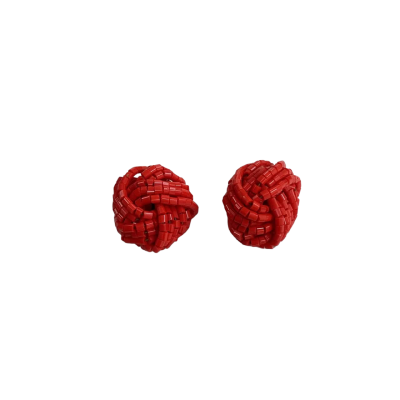 Vintage Red Beaded Cluster Clip-on Earrings
