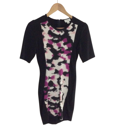 Witchery Womens  Size 8 Short Sleeve Top Black  / Pink  / White 