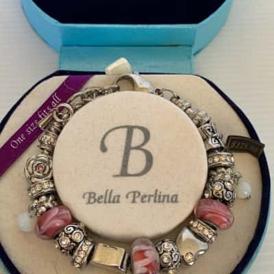 Bella Perlina Pink and Silver Charm Bracelet