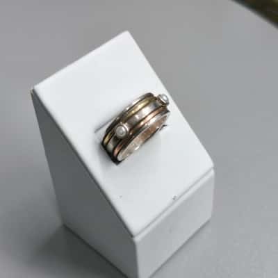  Mens Ring Pearl 925 Spinning Ring 