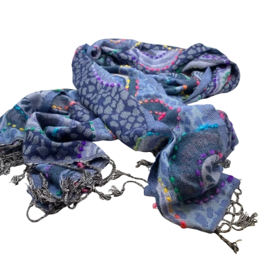 Boho Womens  Size One Size Scarf Blue / Multicoloured 70 x 170 cm NWOT