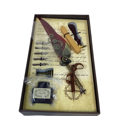 Dolin Youpin 1502 World Map Series Steampunk Feather Calligraphy Dip Pen Set