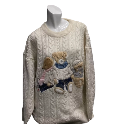 Together Cable Knit Womens  Size S Jumper Blue / Cream / Pink  