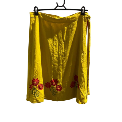 Revival Womens Skirt Mustard with Flowers