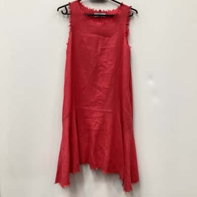 LJC Designs Womens  Dress frayed design hem + sleeves-  watermelon colour  Size XS 