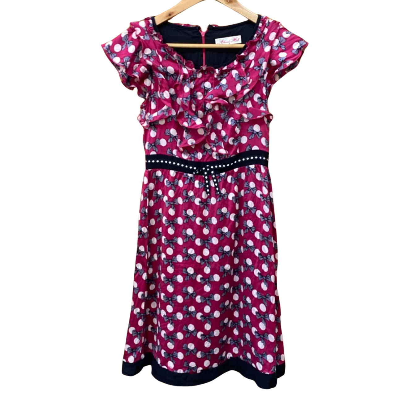 Alannah Hill Magenta Bow/Spot Pattern Dress Size 6