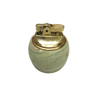Vintage Japanese Marble Table Lighter With Brass Top - Mid-Century