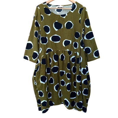 Gorman Olive Green Spot Patterned Corduroy Dress Size 8