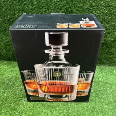 Cellar Premium Luxe Crystal Glass 3 Piece Whisky Decanter Set (New in Box)