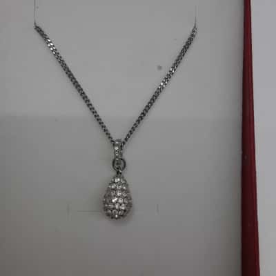 SWAROVSKI Silver Rhodium Plated Crystal Pear Shape Pendant with Swarovski 43 CM Chain 