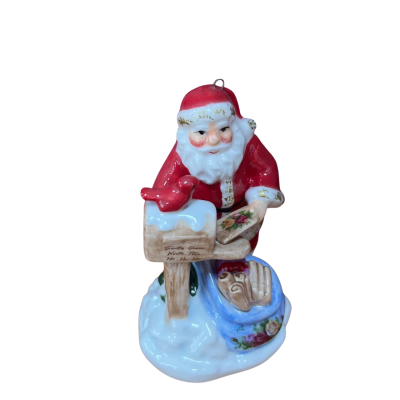 Royal Albert Old Country Roses Christmas Ornament Santa w Mailbox No Music