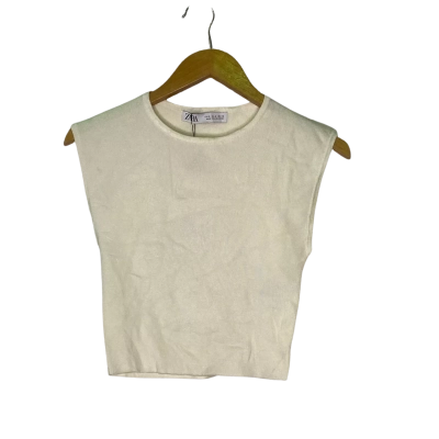 Zara Womens  Size S Cropped Top Off White 