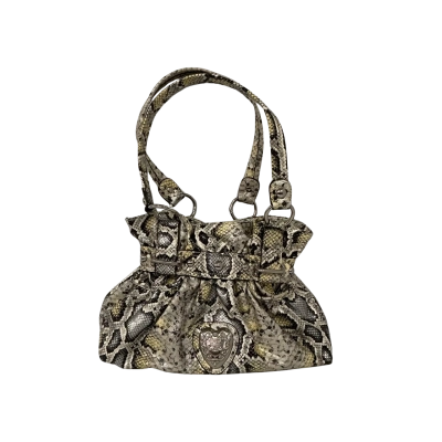 Kathy Van Zeeland Faux Snakeskin Rhinstone Studded Bag in Snake Patter Beige and Black