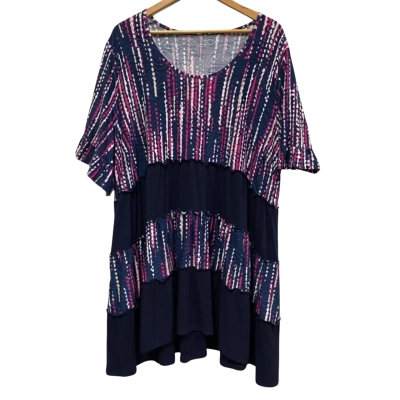 BNWT Taking Shape Size 24 Navy Blue & Pink / Purple / White Pattern Dress