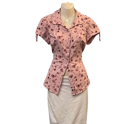 Kathmandu Womens  Size 10 Button Up Top / Floral Top / Short Sleeve Top Floral / Pink  