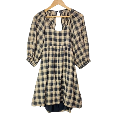 Saba Checked Puff sleeve Babydoll Mini Dress Size 8