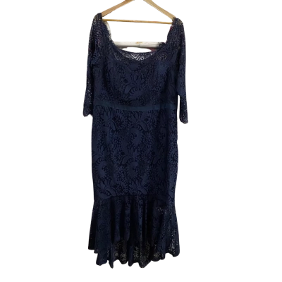 City Chic Womens  Size S Estella Off The Shoulder Dress Navy Blue