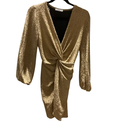 Sheike Womens Size 6 Long Sleeve Dress Gold 