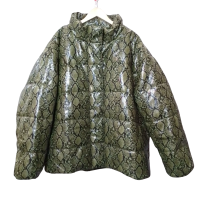 Collusion Women's Size 26 Green Snake-print Puffer Jacket  