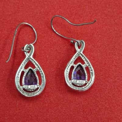  Womens Earrings Purple / Silver 
