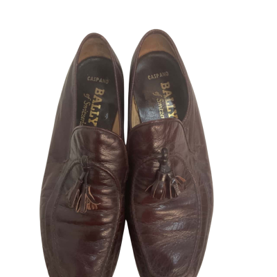 mens Bally size 7 brown leather lizard tassel  loafers