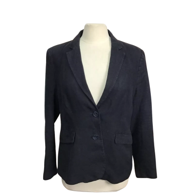 Sportscraft Womens  Size 16 100% Linen Navy "Yvette" Blazer 