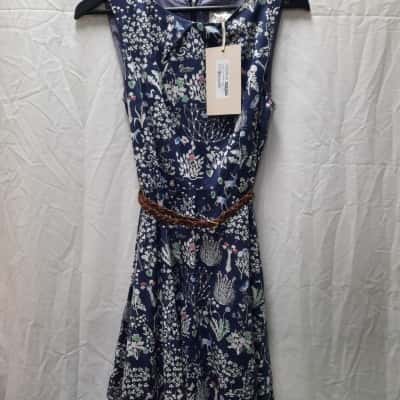 Womens Casual Dress / Floral Dress Navy Blue 