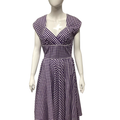 Hell Bunny Womens  Size S Checked / Purple / White 