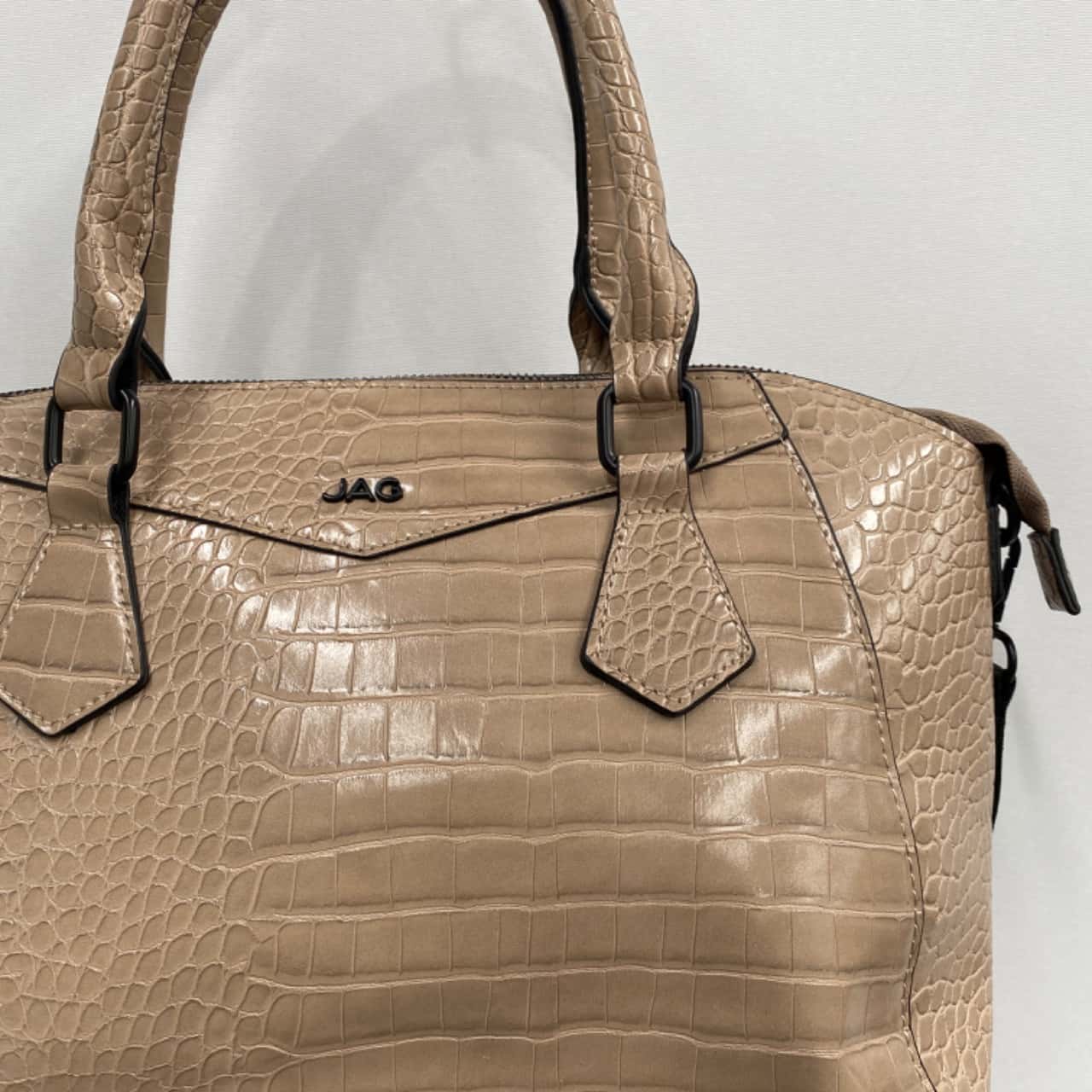 Jag Womens Handbag in Beige with Black Strap and Detailing(s)