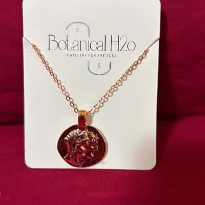  Women's Botanical H20 Rose Gold Tone Coin Pendant Necklace 