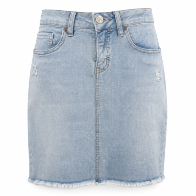 Royalty For Me Light-Wash Mid-Rise Denim Skirt | Size 6
