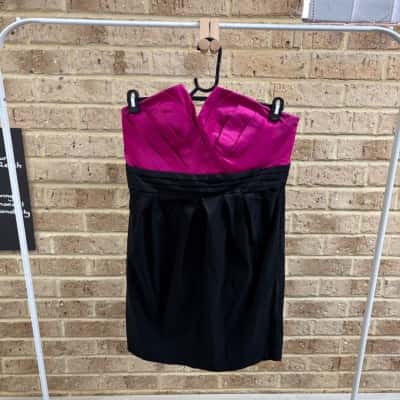 Calvin Klein Womens pink & black strapless dress Size 12 